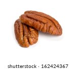 Pecan Nuts Isolated On White...