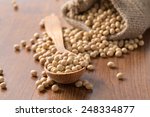 soya beans on wooden surface