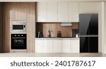 Small photo of Distinctive wooden home decor with the addition of household electrical appliances