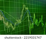 Stock market data information. Study the stock market data on the screen. Using digital tablet for stock market analysis. New technologies for business. Stock market display board
