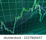 Display of quotes pricing graph visualization. Finance trade data analysis. Charts for Forex trading. Stock exchange chart,Business analysis diagram. Live on monitor desktop screen monitor