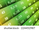 Computer ticker monitor. Modern virtual technology. Business stock exchange. Data analyzing.  Real time stock exchange. Green stock market.