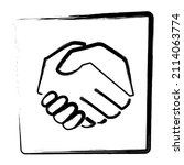 handshake icon. brush frame.... | Shutterstock .eps vector #2114063774