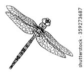 Hand Drawn Dragonfly  Coloring...