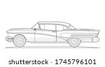 vector line art classic car... | Shutterstock .eps vector #1745796101