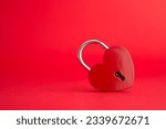 Love red heart shape padlock on ...