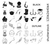 fishing and rest black icons in ... | Shutterstock .eps vector #1206264064