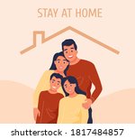 a happy family under the roof... | Shutterstock .eps vector #1817484857