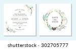 wedding invitation  thank you... | Shutterstock .eps vector #302705777