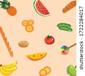 pattern of food  watermelon ... | Shutterstock .eps vector #1722284017