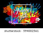 happy holi on a background of... | Shutterstock .eps vector #594002561