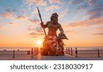 Small photo of Virginia beach,VA,USA-May 7 2023 :Bronze statue of King Neptune is located in Virginia Beach.