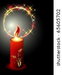 burning candle with an ornament ... | Shutterstock . vector #65605702