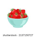 Strawberry In Blue Bowl...