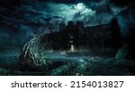 horror gothic wallpaper dark... | Shutterstock .eps vector #2154013827