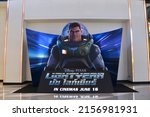 Small photo of Bangkok, Thailand – May 16, 2022: Beautiful Standee from the Pixar Animation Lightyear (a spin-off of the Toy Story film series focus on an astronaut names Buzz Lightyear) displays at the theatre.