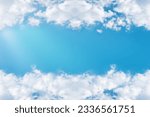 Clouds frame. blue sky with...