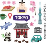 Icons on the theme of Tokyo prefecture in Japan