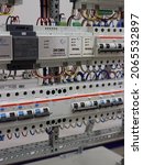 Small photo of RUSSIA,Moscow-October 27, 2021:Electric panel for apartments with Larnitech automation and ABB circuit breakers and ABB differential circuit breakers.