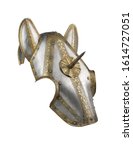 Small photo of War horse Shaffron with transparent background , arms and armor