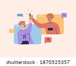 two happy young guys have... | Shutterstock .eps vector #1870525357