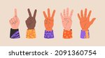 set of gestures human hands... | Shutterstock .eps vector #2091360754