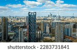 Small photo of Aerial view of Strata tower central London from South bank, UK