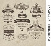 set of retro vintage christmas... | Shutterstock .eps vector #347929727