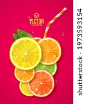 glass of fresh fruit juice.... | Shutterstock .eps vector #1973593154