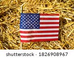American Flag With Straw...
