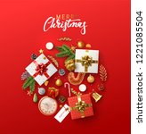 christmas greeting card with... | Shutterstock .eps vector #1221085504