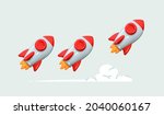 set rocket 3d icon. realistic... | Shutterstock .eps vector #2040060167