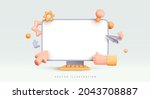 mock up desktop computer.... | Shutterstock .eps vector #2043708887