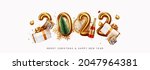 Happy New Year 2022. Golden...
