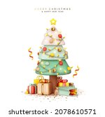 christmas sparkling bright tree ... | Shutterstock .eps vector #2078610571