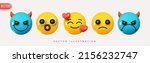 set icon smile emoji. realistic ... | Shutterstock .eps vector #2156232747