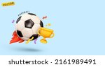 soccer ball with golden cup.... | Shutterstock .eps vector #2161989491