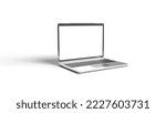 Small photo of Macbook pro 2021 New and Latest Laptop 2022 for mockup and responsive website. 2022 macbook with blank screen on white background. 3D Rendered Illustration. Brand new laptop computer. new version mac.