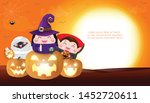 happy halloween kids costume... | Shutterstock .eps vector #1452720611