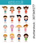 set of diverse kids isolated on ... | Shutterstock .eps vector #307369277