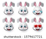 Rabbit Emojis Vector Set....
