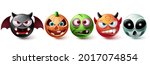 emoji halloween vector set.... | Shutterstock .eps vector #2017074854