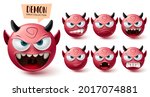 emoji demon emoji vector set.... | Shutterstock .eps vector #2017074881