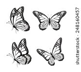 Set Of Silhouette Butterflies...