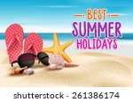 summer holidays in beach... | Shutterstock .eps vector #261386174