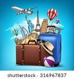 travel and tourism with famous... | Shutterstock .eps vector #316967837