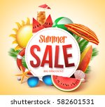 summer sale vector banner... | Shutterstock .eps vector #582601531