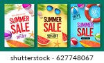 summer sale vector poster set... | Shutterstock .eps vector #627748067