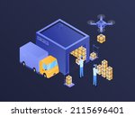 e commerce warehouse isometric... | Shutterstock .eps vector #2115696401