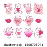 cute bears with hearts... | Shutterstock .eps vector #1868708041